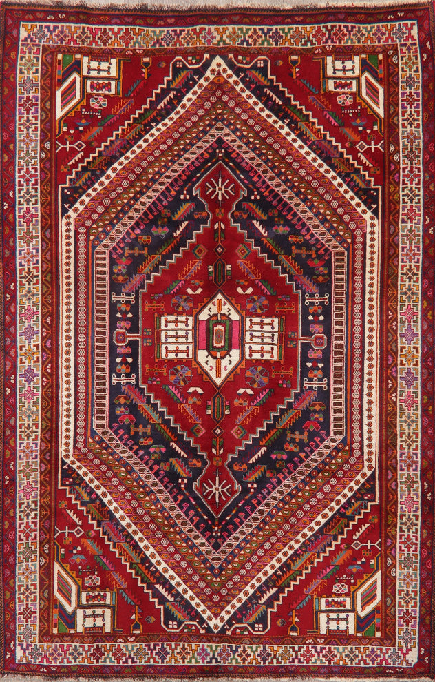 Consigned, Kashkoli Oriental Persian Traditional Hand-Knotted Area Rug, Red, 6x9