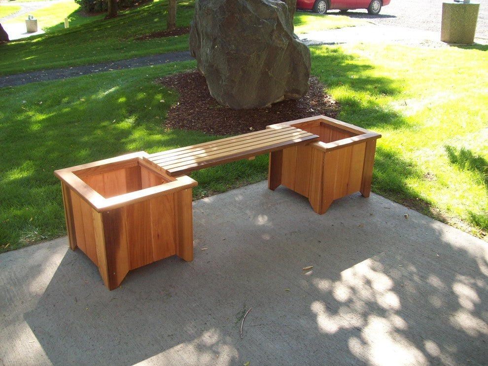 T&L 2 Planter, 1 Bench Set, Cedar Tone, Unstained