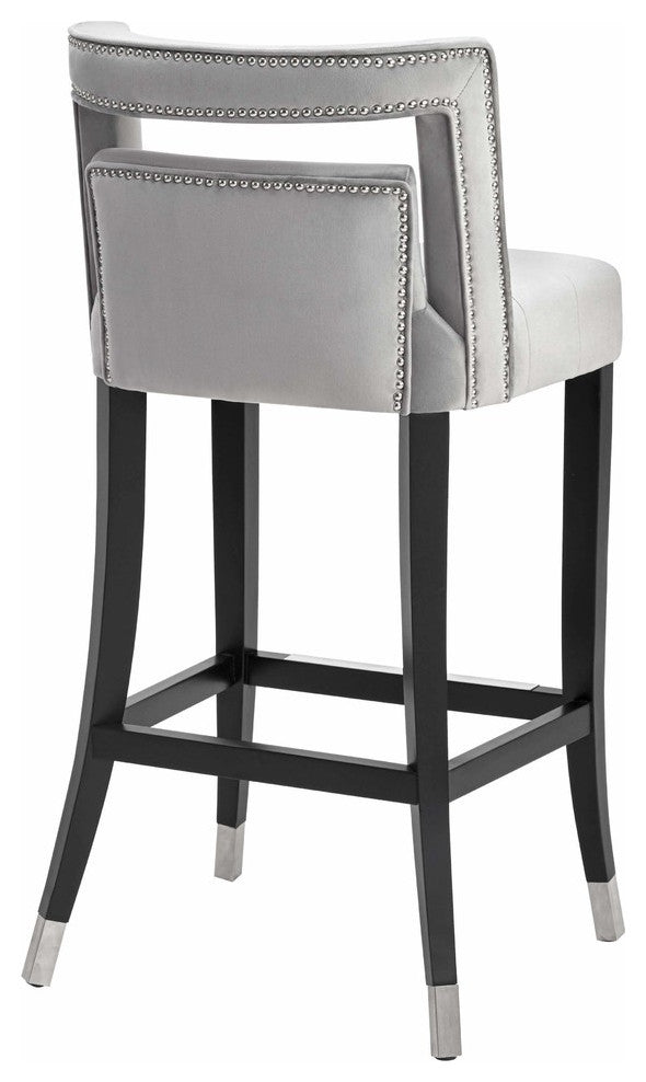 Hart Velvet Stool, Grey, Bar Stool