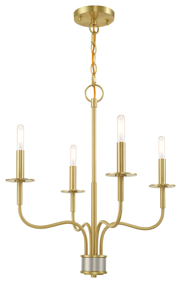 Mid Century Modern Satin Brass Mini Chandelier