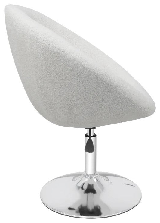 Antoinette Round Tufted Vanity Chair, White Boucle