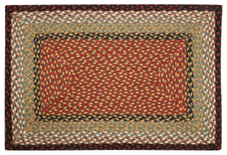Burgundy/Mustard Oblong Braided Rug, 2'x6'