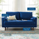 Loveseat Sofa, Velvet, Blue Navy, Modern, Living Lounge Hotel Lobby Hospitality