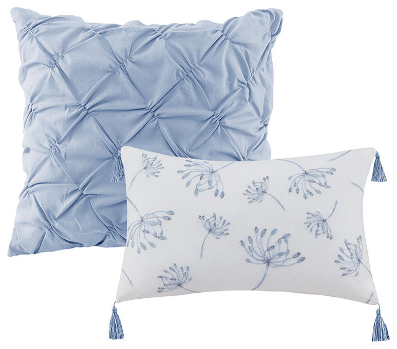 Madison Park Cassandra Shabby Chic Floral Cotton Comforter Set, Blue