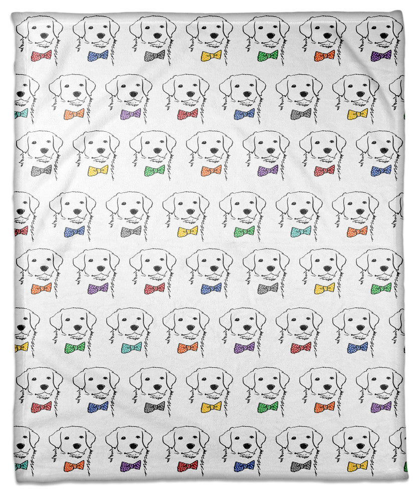 Dogs with Polka Dot Bow 60x80 Coral Fleece Blanket