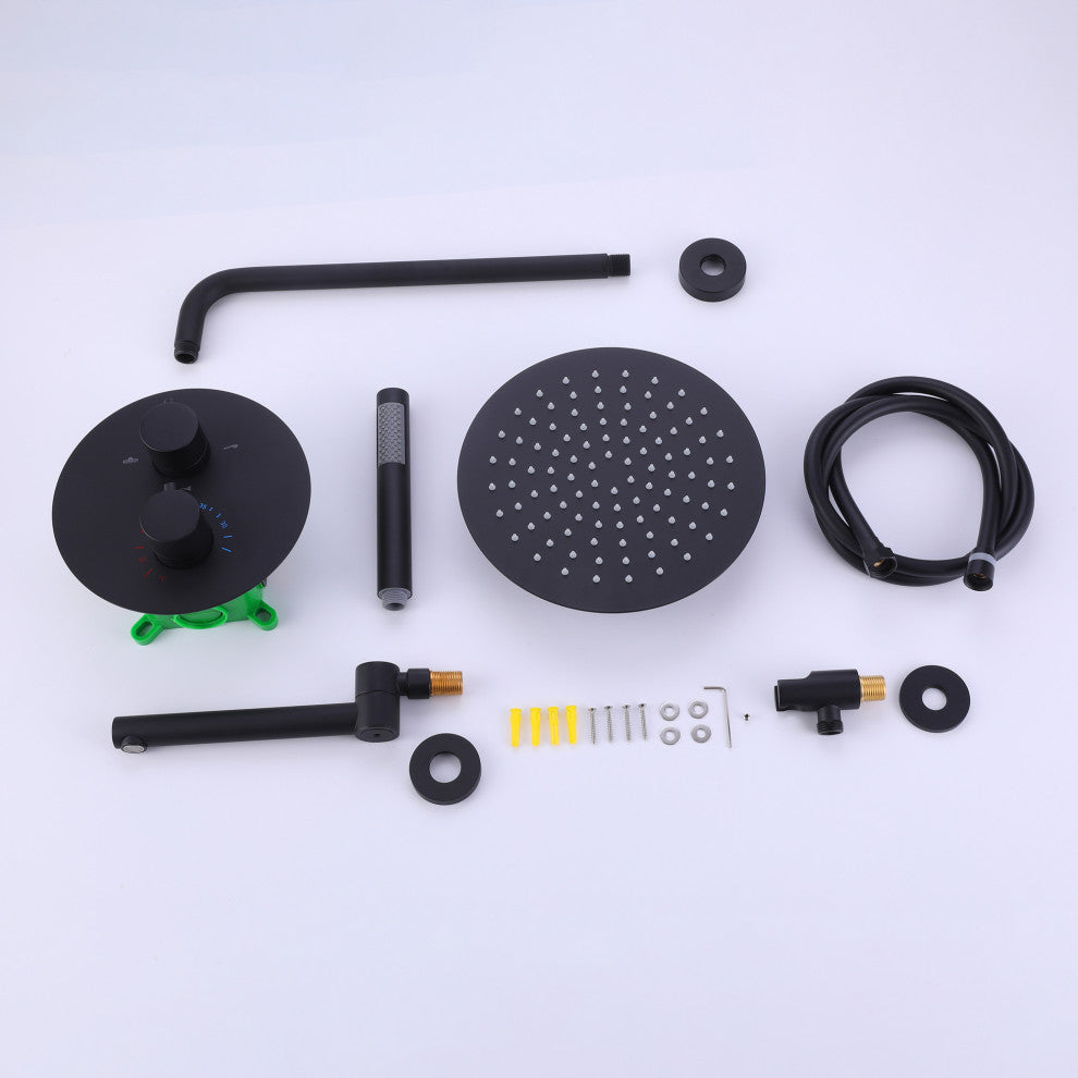 Multi-function Thermostatic Shower System W/ Hand Shower & Swivel Tub Spout