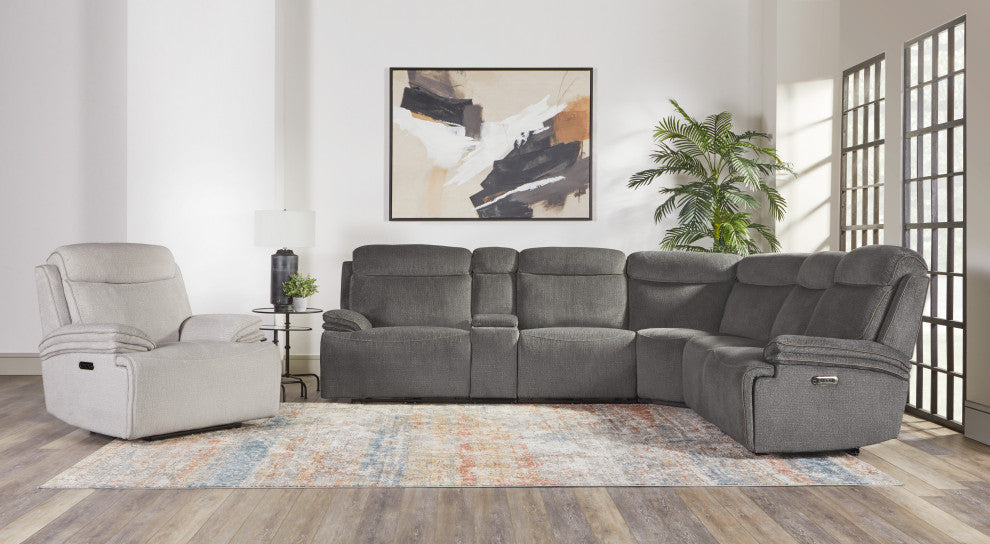 Parker Living Alpine 6 Piece Power Reclining Sectional, Airy Midnight