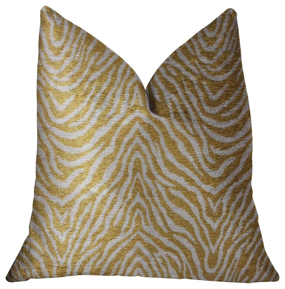 Oasis Waves Yellow and Beige Luxury Throw Pillow, 20"x20"