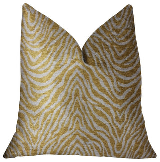 Oasis Waves Yellow and Beige Luxury Throw Pillow, 20"x20"