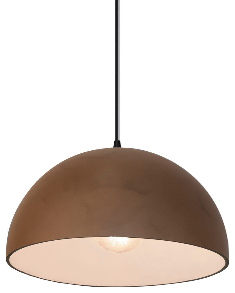 Dome 1-Light Pendant, Terra Cotta, Matte Black, Black Cord