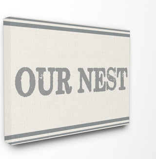 'Our Nest Flour Sack Typography', Stretched Canvas, 24"x1.5"x30"