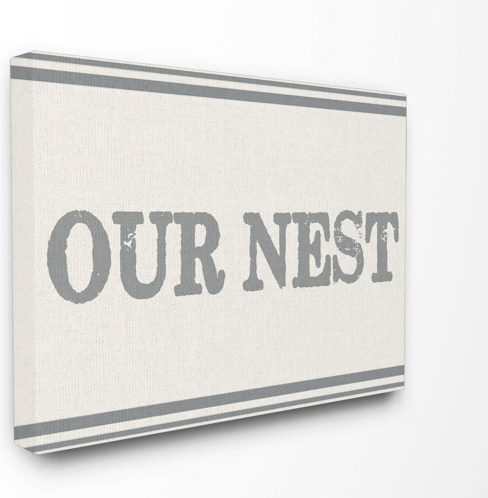 'Our Nest Flour Sack Typography', Stretched Canvas, 24"x1.5"x30"