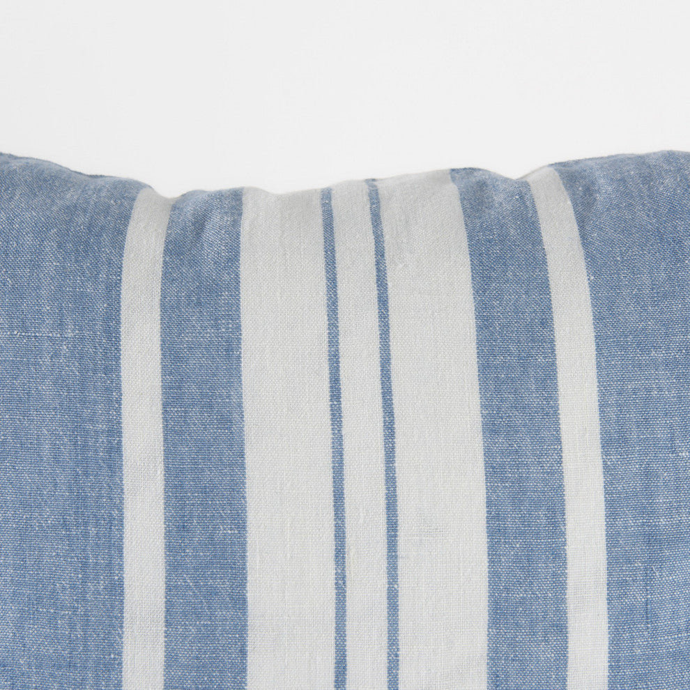 Blue and Cream Middle Striped Pillow Cover