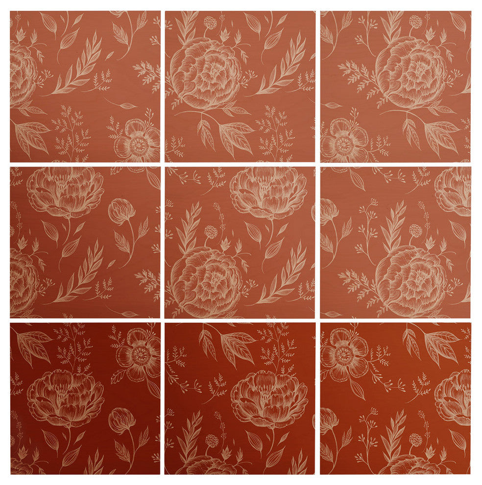 Deny Designs Pimlada Phuapradit Sienna Floral Linework Wood Wall Mural, 3'x3'