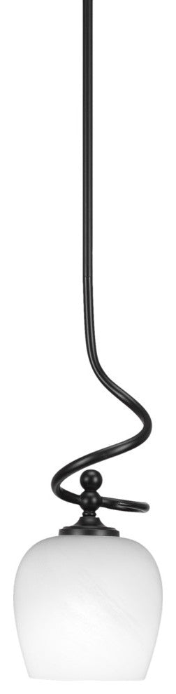 Capri 1-Light Mini Pendant with Hang Straight Swivel, Matte Black/White Marble