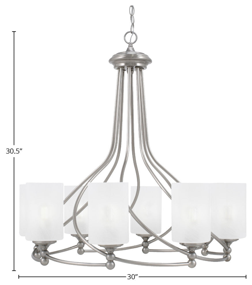 Capri 8-Light Chandelier, Brushed Nickel/White Marble