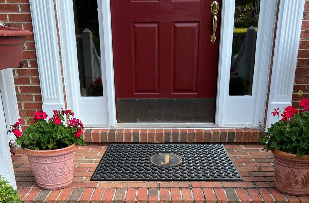 A1HC 100% Rubber Monogrammed Heavy Duty Durable Doormat 24"x39"�, J