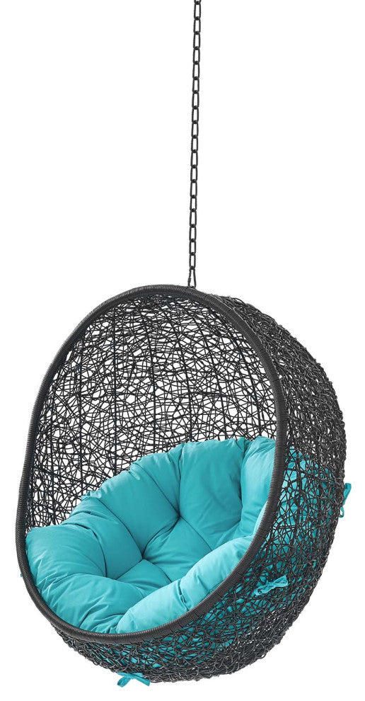 Swing Lounge Chair, Black Blue, Modern, Outdoor Patio Balcony Cafe Bistro Garden