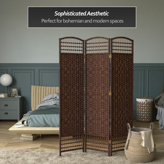 5 1/2' Tall Fiber Weave Room Divider, DarkMocha, 3 Panel