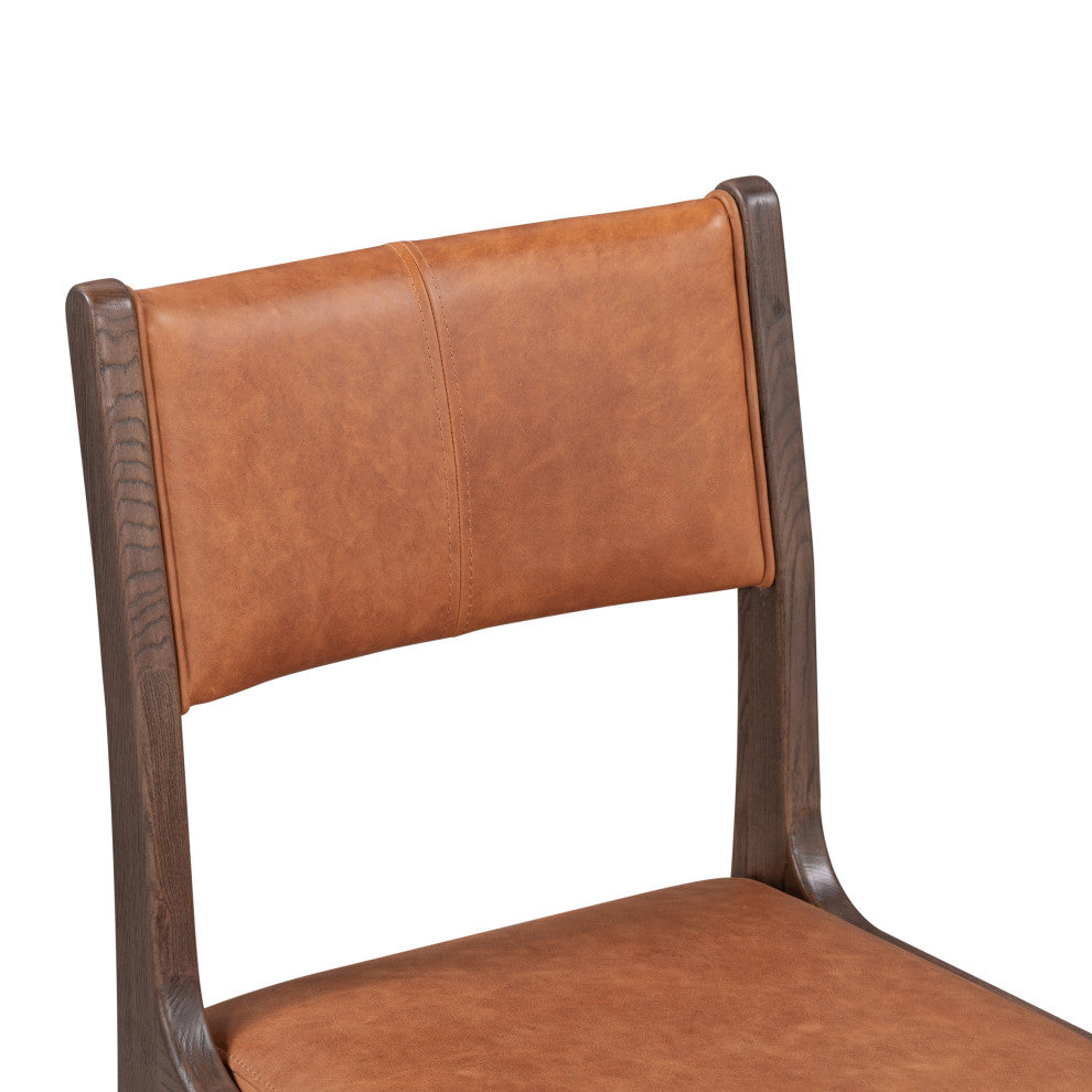 Kosas Home Wayne Top Grain Leather Autumn Brown Dining Chair