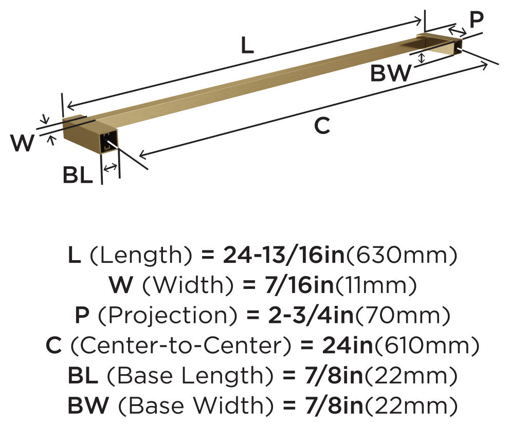 Amerock Monument Contemporary Towel Bar, Golden Champagne, 24" Center-to-Center