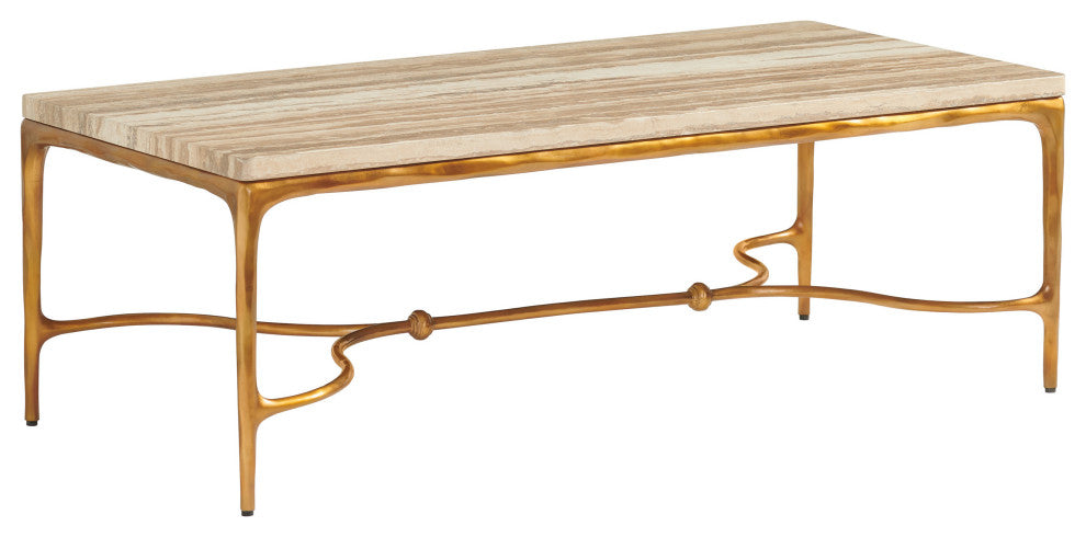 Menlo Park Rectangular Cocktail Table With Stone Top