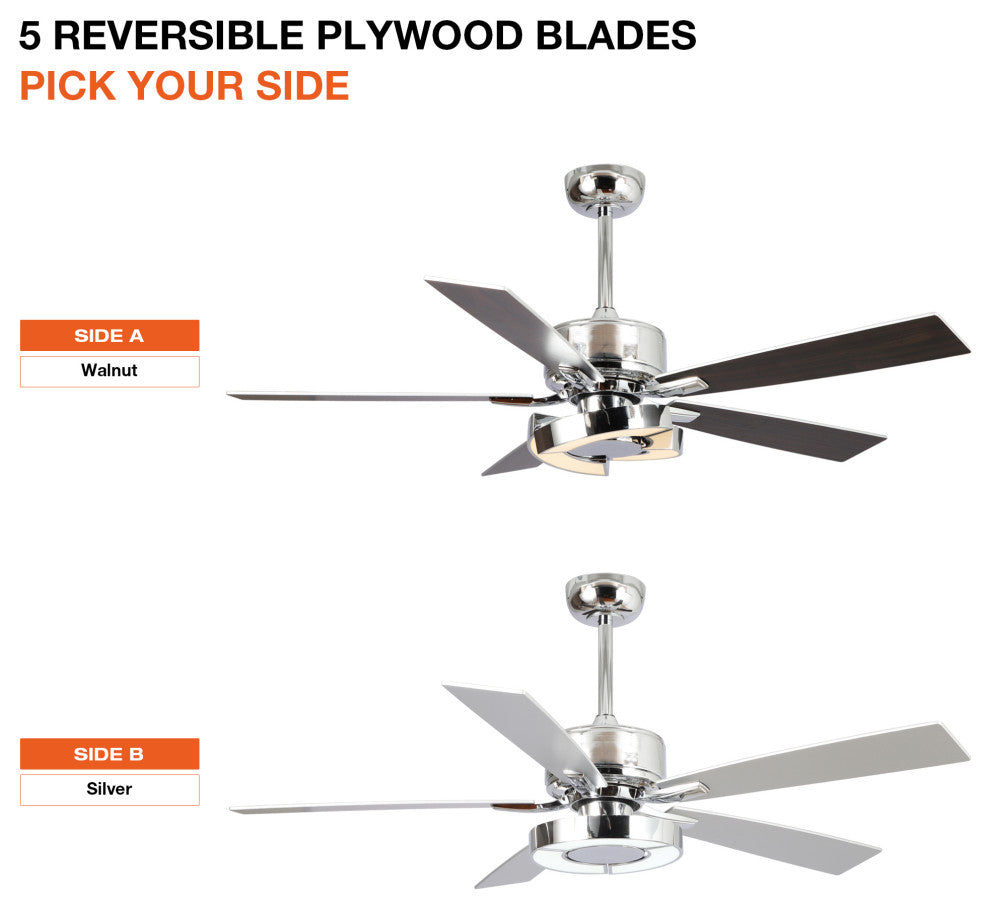 52 in. Modern LED Ceiling Fan with Reversible DC Motor and Blades