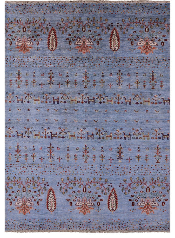 6' 11" X 9' 7" Handmade Tribal Persian Gabbeh Wool Rug Q7561