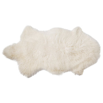 White Natural Mongolian Lamb Fur Rug