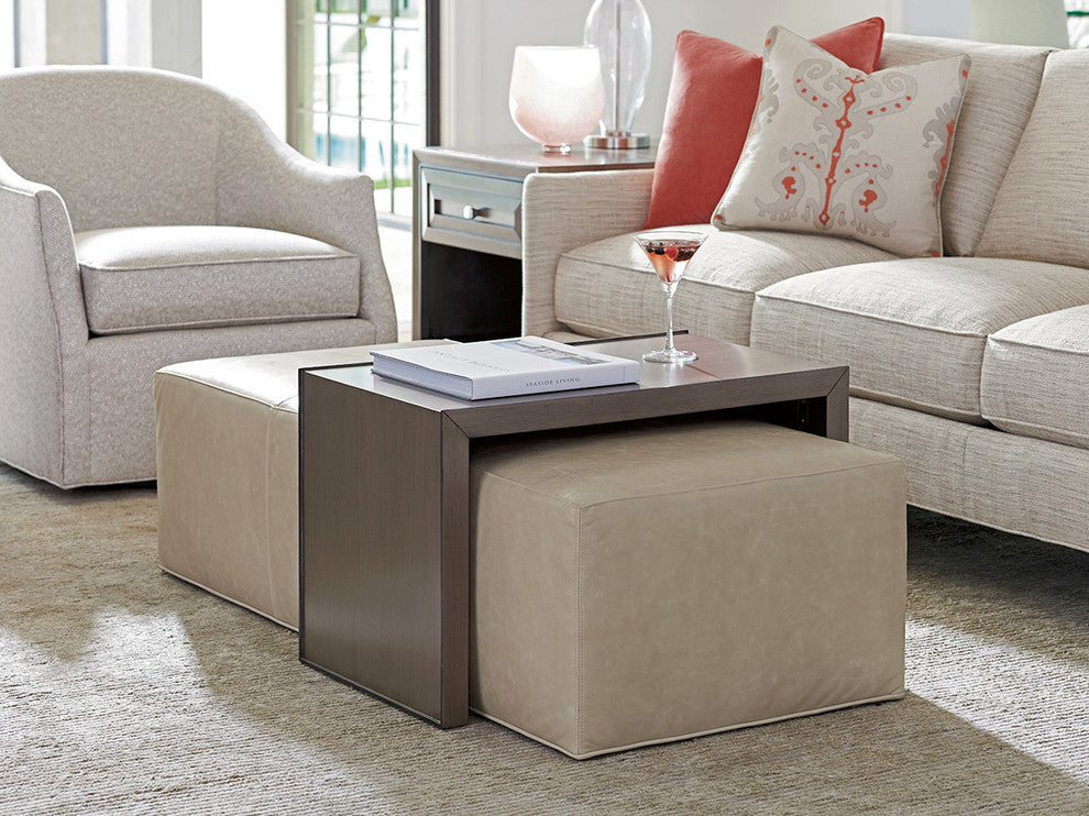 Savona Leather Cocktail Ottoman With Slide