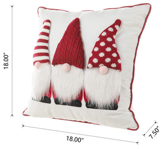 18"Lx18"W 3D Heavy Knitted Gnome Pillow