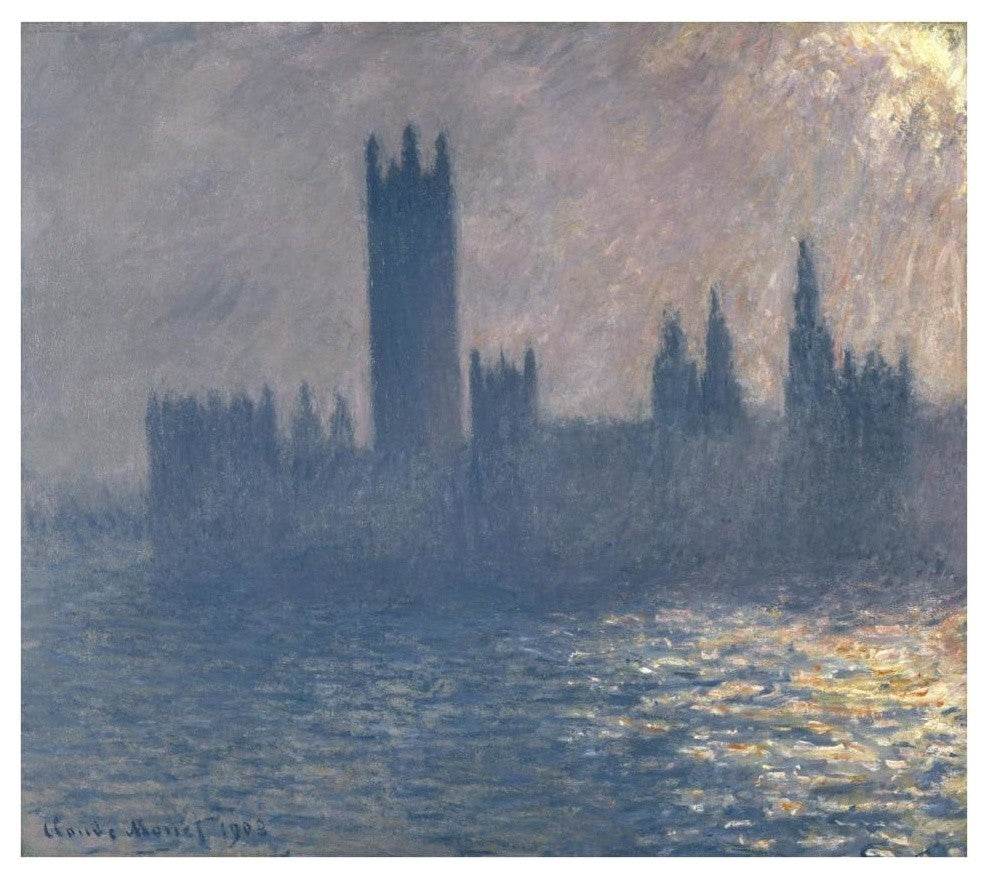 "Houses of Parliament, Sunlight Effect, 1903" Paper Art, 38"x34"