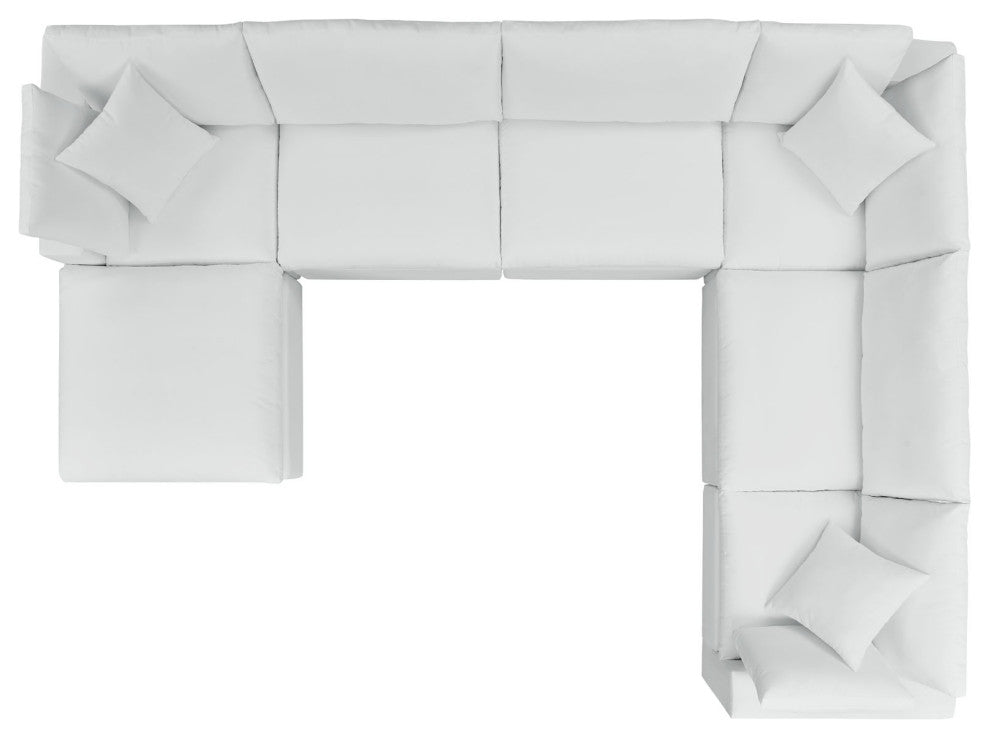 Modular Lounge Sectional Deep Sofa Chair Set, Sunbrella, White, Modern, Outdoor