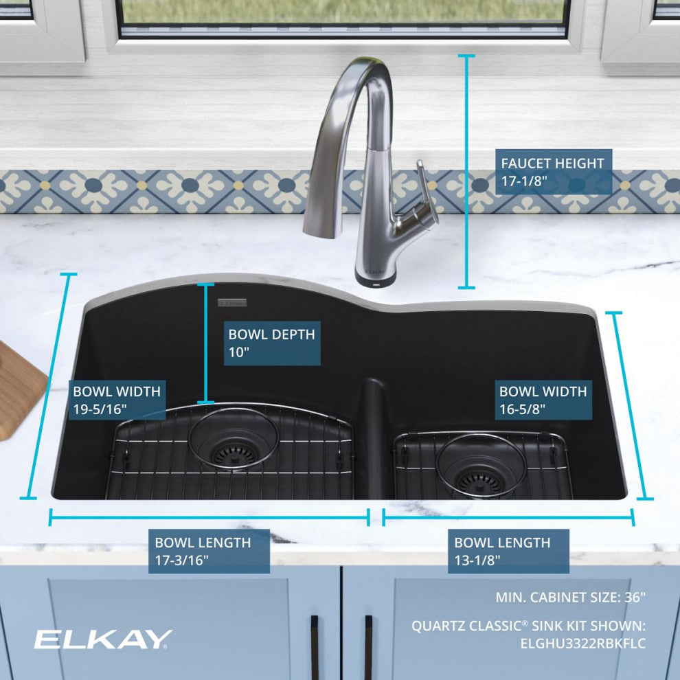 Quartz Classic 33" Undermount Sink Kit With Filtered Faucet, Black