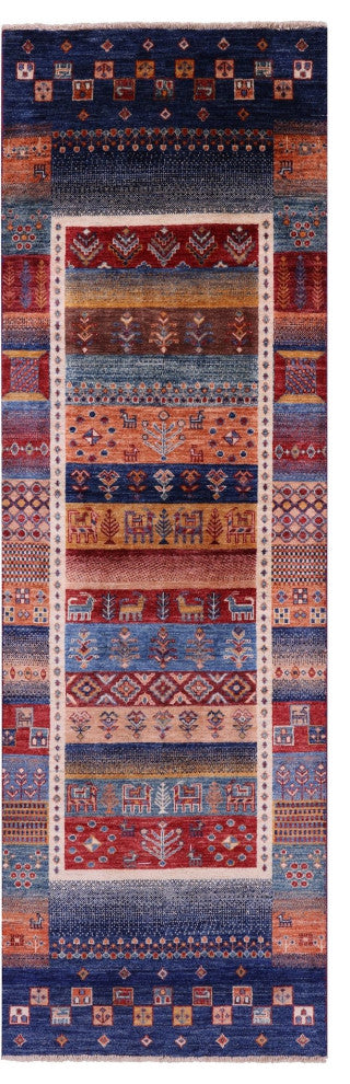 2' 6" X 8' 1" Persian Gabbeh Tribal Hand-Knotted Wool Runner Rug Q10933