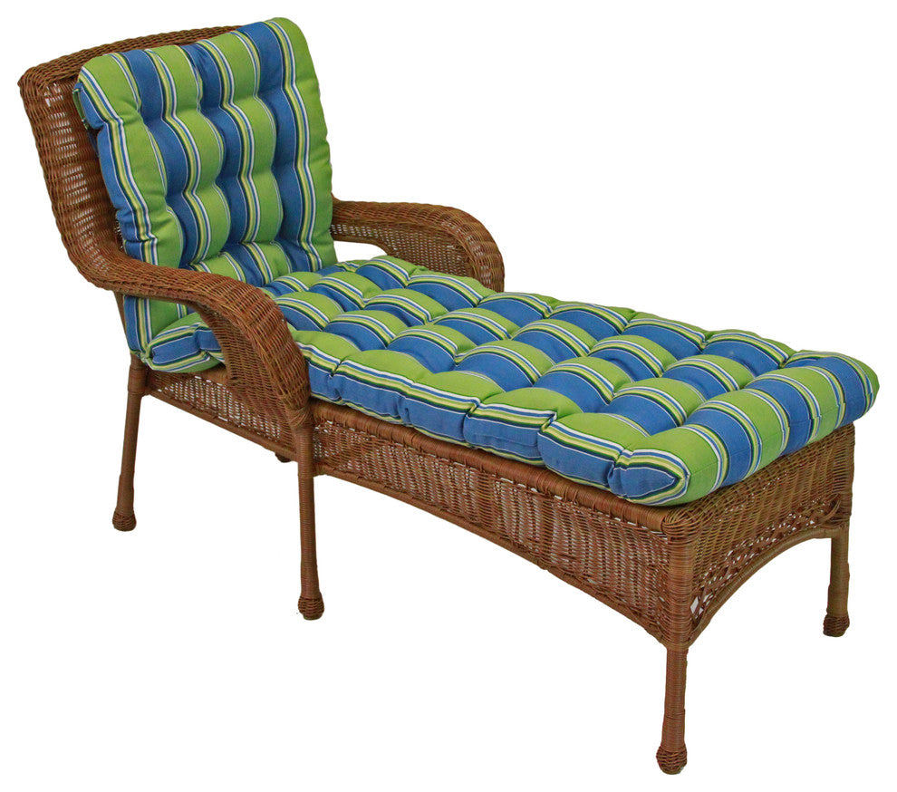 74"x19" Squarded Polyester Tufted Chaise Lounge Cushion, Haliwell Caribbean