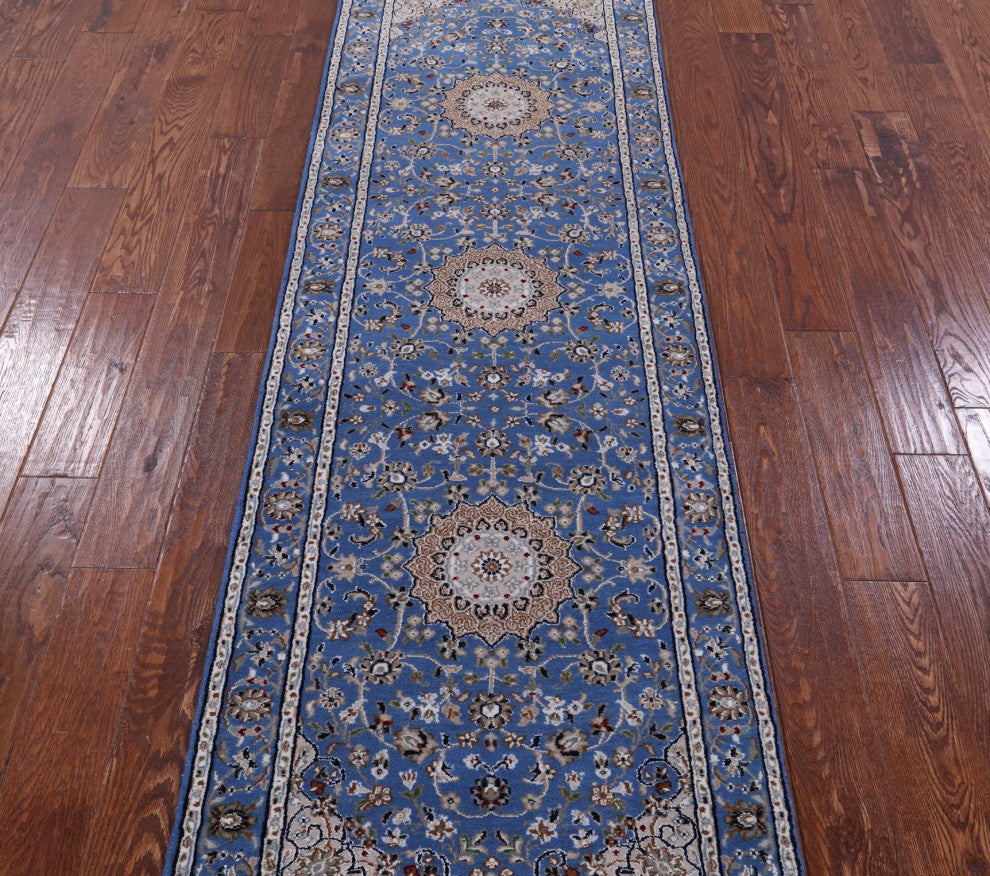 2' 7" X 8' 1" Runner Persian Nain Wool and Silk Hand-Knotted Rug Q11651