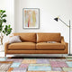 Harness 83.5" Stainless Steel Base Leather Sofa Tan