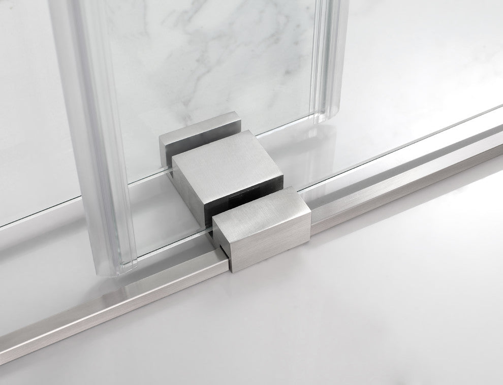 Coraline 56"-60"x76" Frameless Sliding Shower Door With Frosted Glass