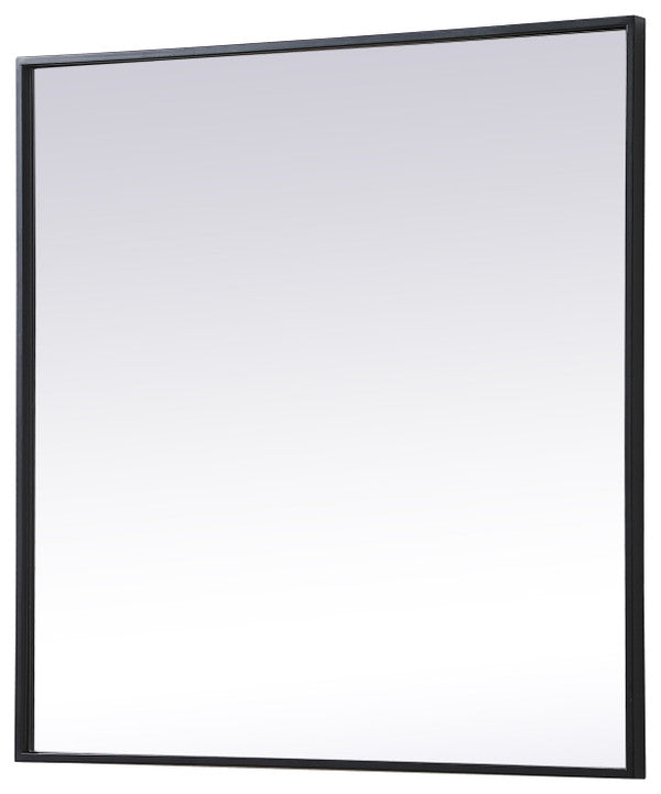 Home Living Metal Frame Square Mirror 30 Inch, Black
