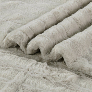 Derby Double Sided Faux Fur Throw Blanket, Charcoal Gray