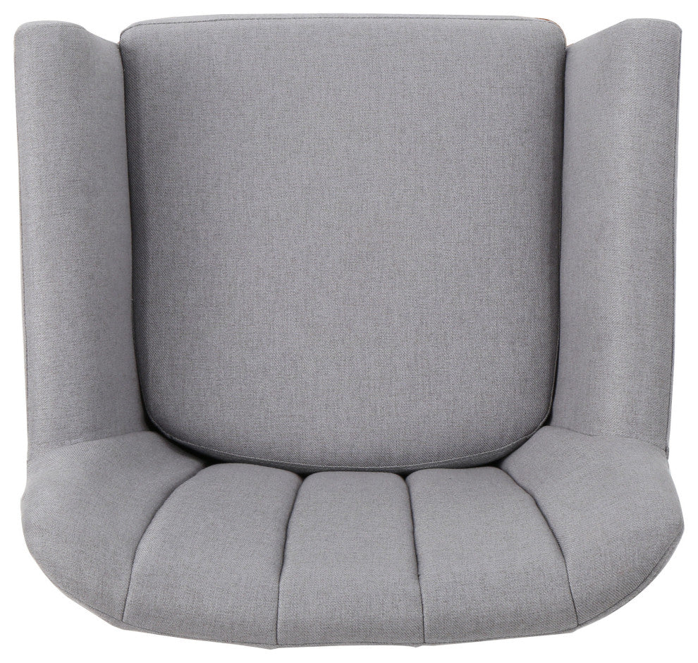 GDF Studio Madelyn Mid Century Modern Fabric Club Chair, Light Gray