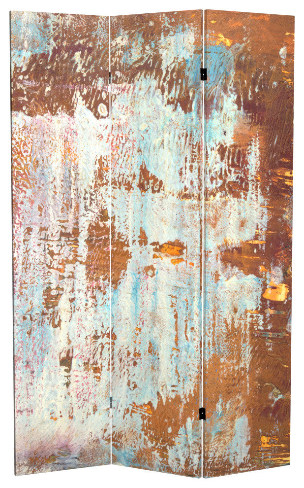 6' Tall Double Sided Rust Canvas Room Divider