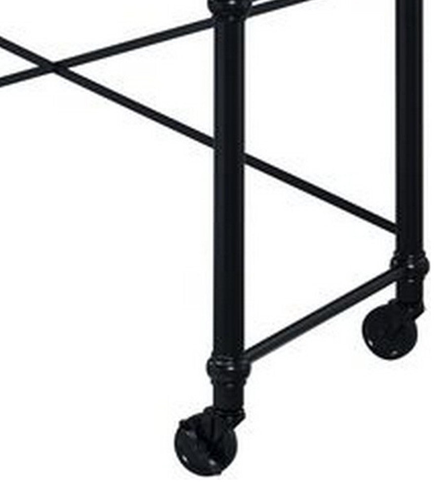 Benzara BM251312 Writing Desk With Casters and Nail Accents, Black