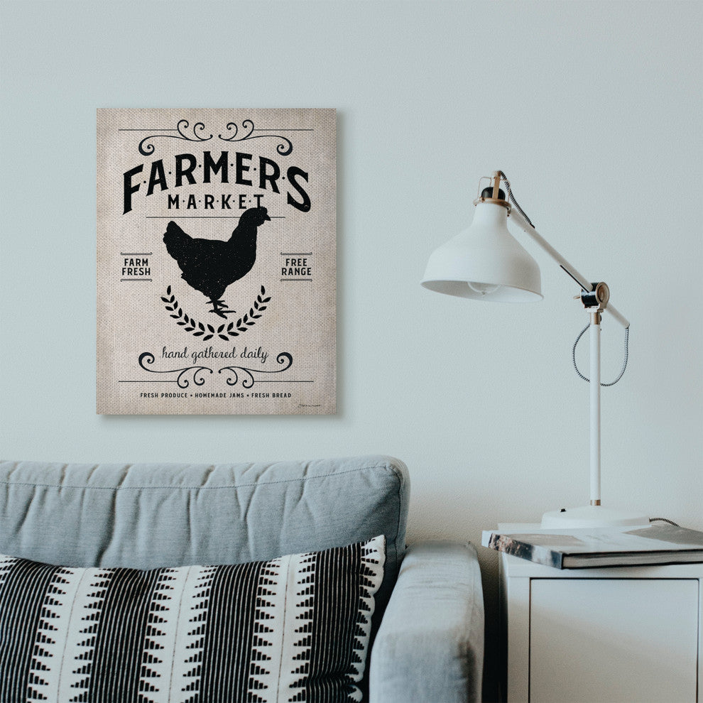 Farmers Market Rooster Animal Rustic Word Design, 24"x30"