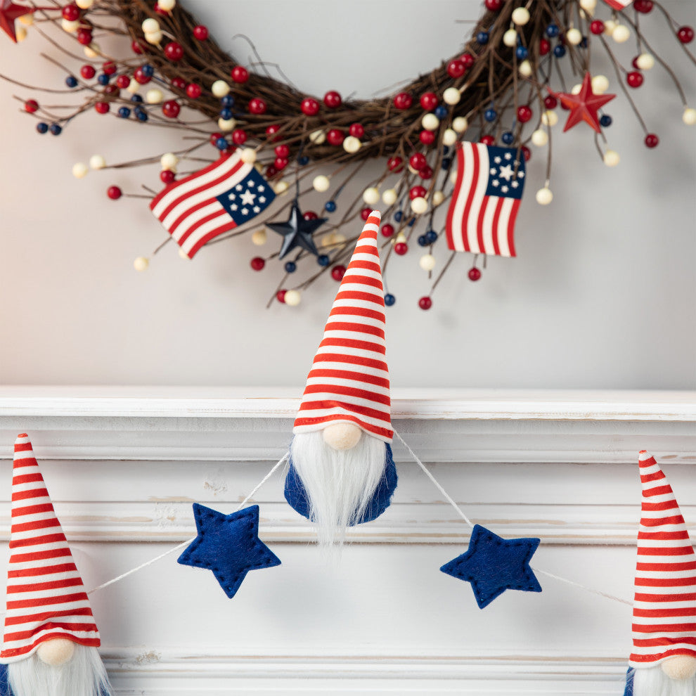 6' Fabric Patriotic Gnome Garland
