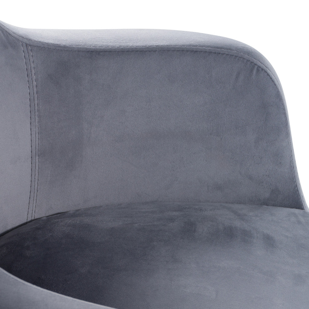 Modrest Wilson Modern Gray Velvet and Black Dining Chair