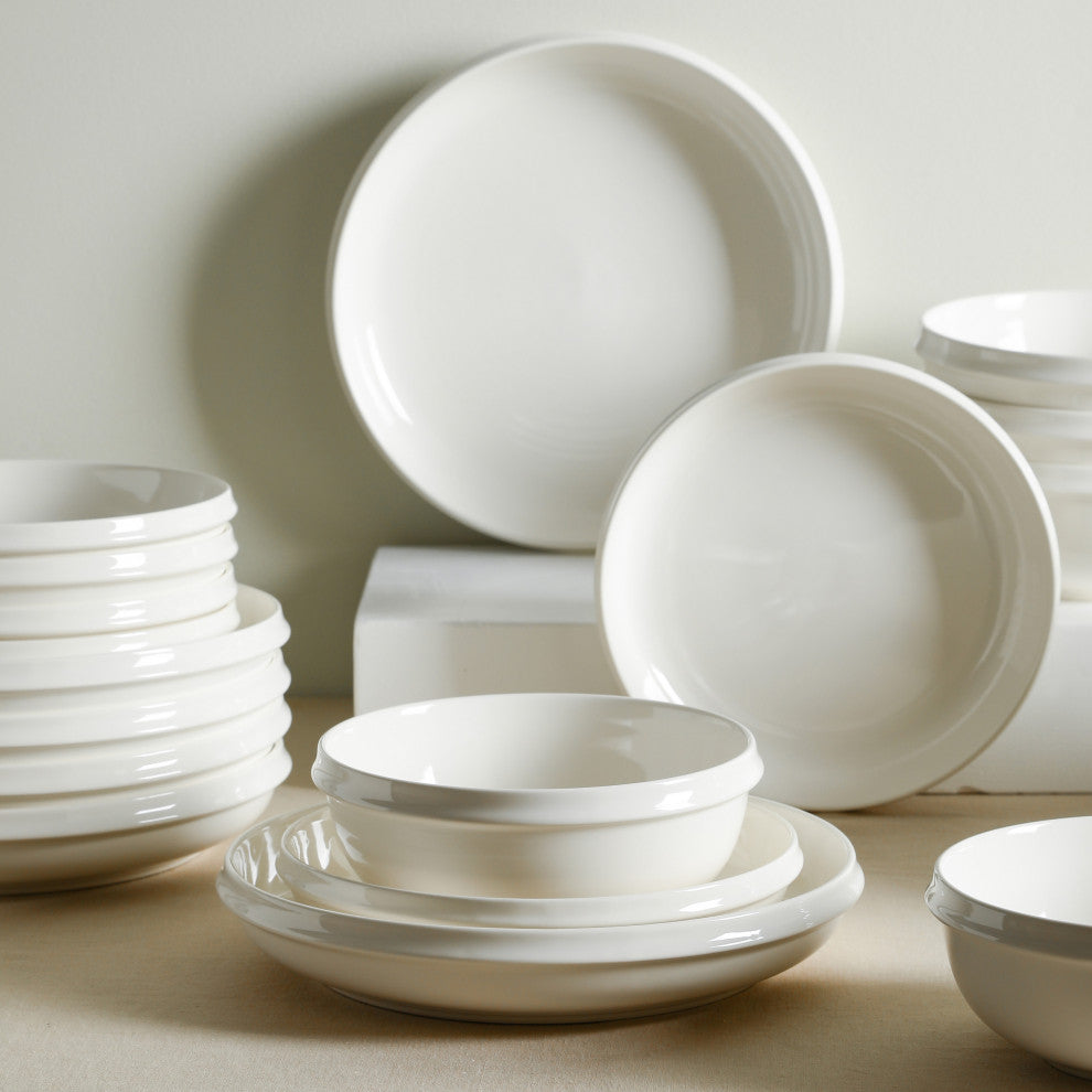 Stone Lain Verso Porcelain 12-Piece Dinnerware Set, White