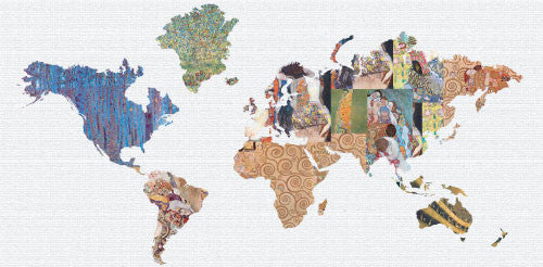 Studio Map Mural, Klimt Collage 2, Peel and Stick, 1 Panel, 87"x42"