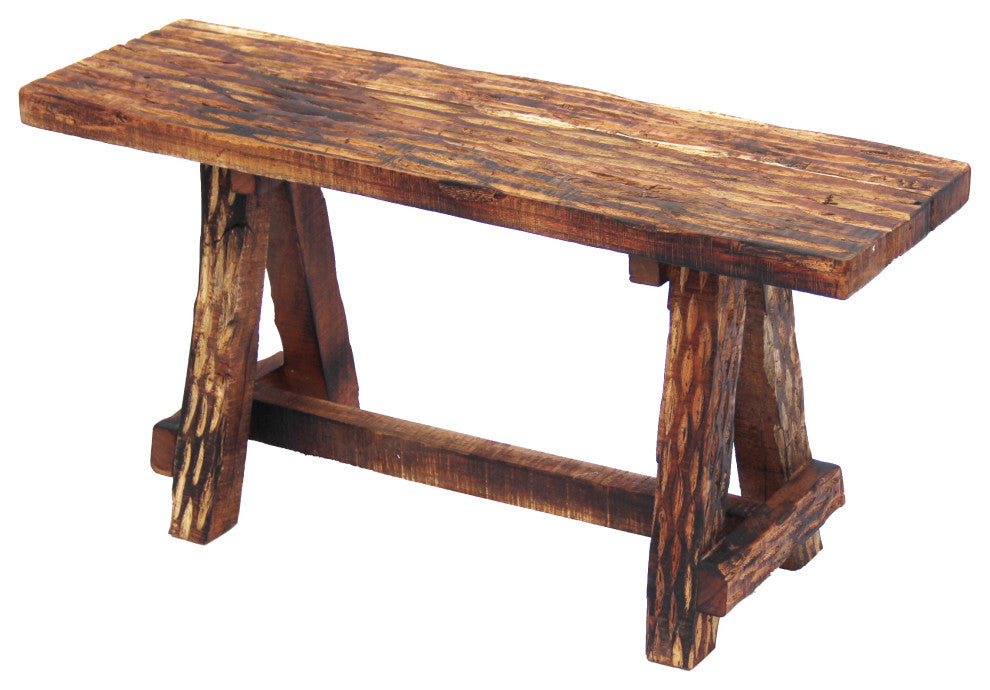 Wooden Garden Patio Bench With Retro Etching Cappuccino Brown